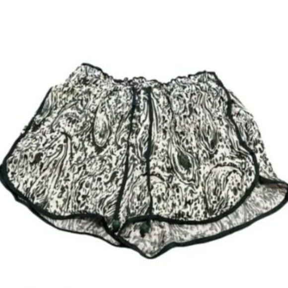 🧁White Green Abstract Shorts Hippie Tropical Jungle Outdoors Vintage Artsy 90s - Picture 1 of 8